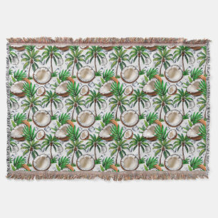 Coconut Palm Tree Tropical Pattern Design  Throw Blanket
