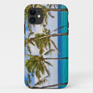 Coconut palm trees (Cocos nucifera) swaying in iPhone 11 Case