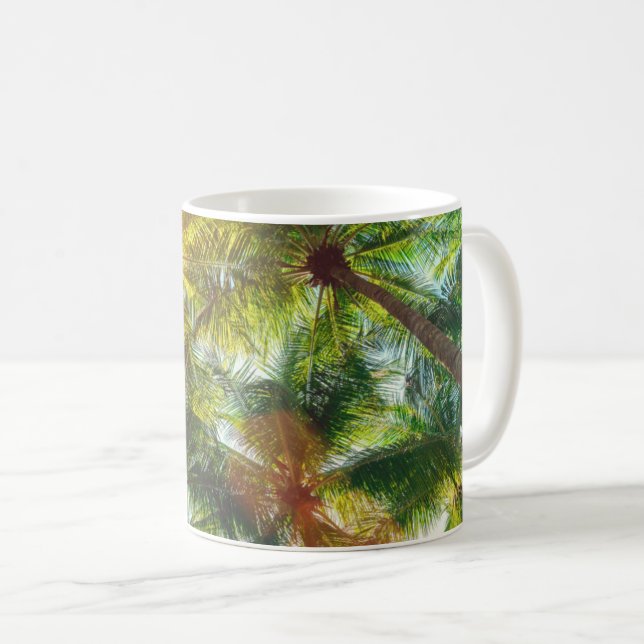 Coconut Palm trees on the Beach Coffee Mug (Front Right)
