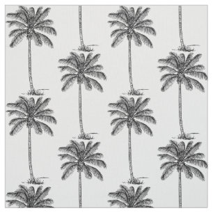 Coconut Palm Trees Pattern Line Drawing Style Fabric