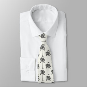 Coconut Palm Trees Pattern Line Drawing Style Tie
