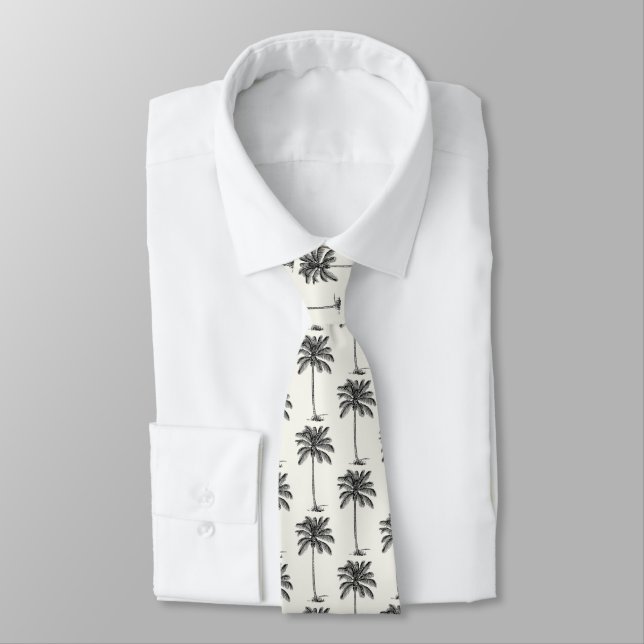 Coconut Palm Trees Pattern Line Drawing Style Tie (Tied)