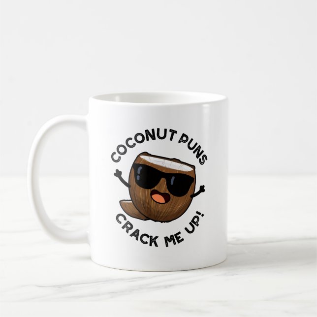 Coconut Puns Crack Me Up Funny Fruit Pun  Coffee Mug (Left)