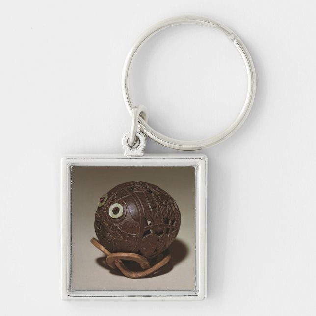 Coconut sculpted into a face, c.1895 keychain (Front)