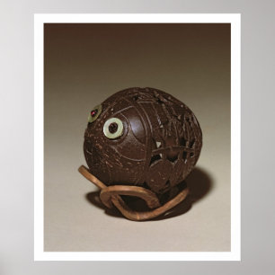 Coconut sculpted into a face, c.1895 poster