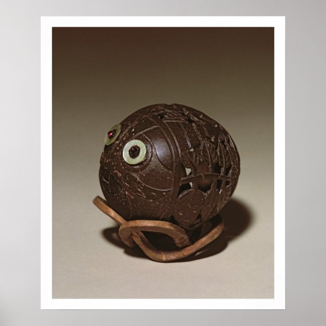 Coconut sculpted into a face, c.1895 poster (Front)