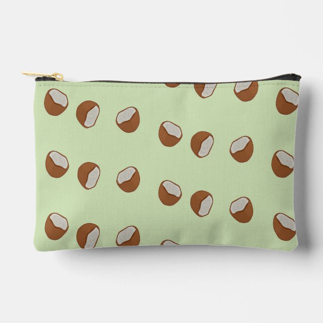 Coconut slices pattern on green accessory pouch (Front)