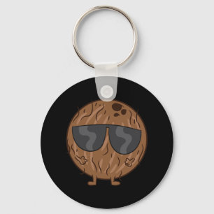 Coconut Summer Fruit Coconut With Sunglasses Love Keychain