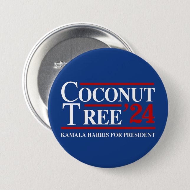 Coconut Tree 2024 3 Inch Round Button (Front & Back)