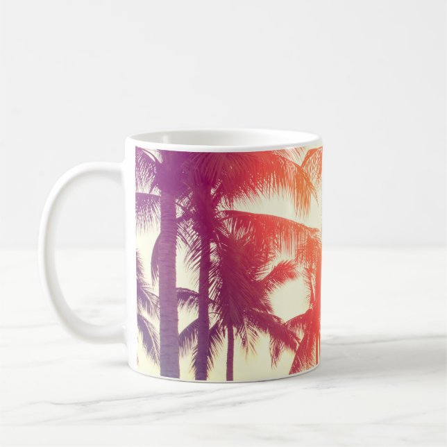 Coconut tree at tropical coast coffee mug (Left)