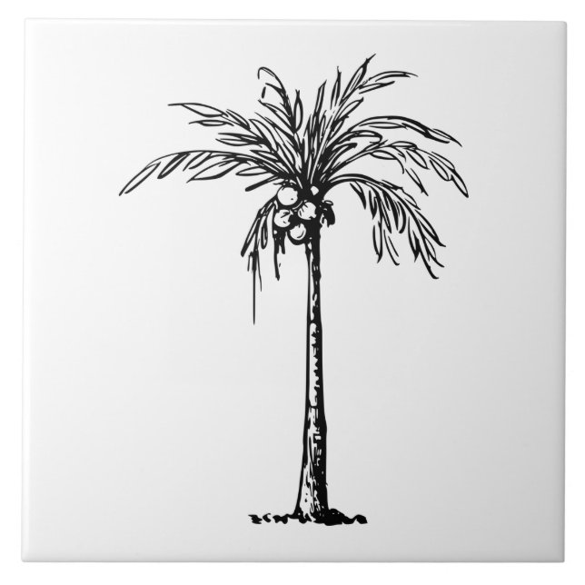 Coconut tree black & white tile (Front)