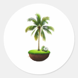 Coconut Tree Fruit Classic Round Sticker