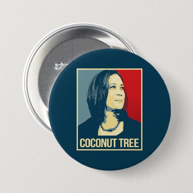 Coconut Tree Kamala 3 Inch Round Button (Front & Back)