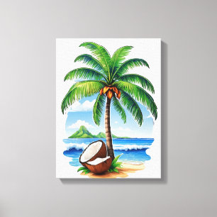 Coconut Tree Tropical Island Canvas Print