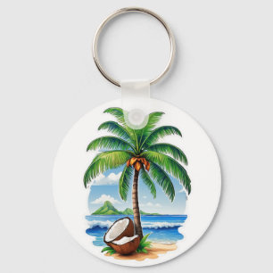 Coconut Tree Tropical Island Keychain