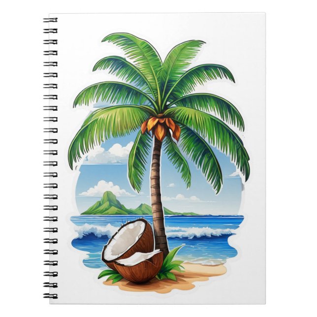 Coconut Tree Tropical Island Notebook (Front)
