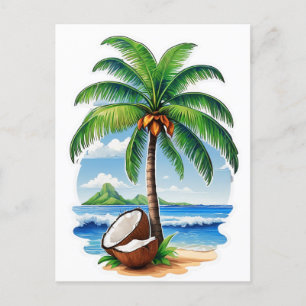 Coconut Tree Tropical Island Postcard