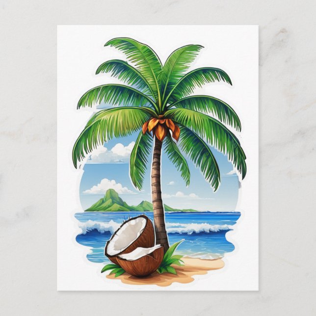Coconut Tree Tropical Island Postcard (Front)