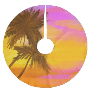 Coconut tree, tropical summer theme. brushed polyester tree skirt