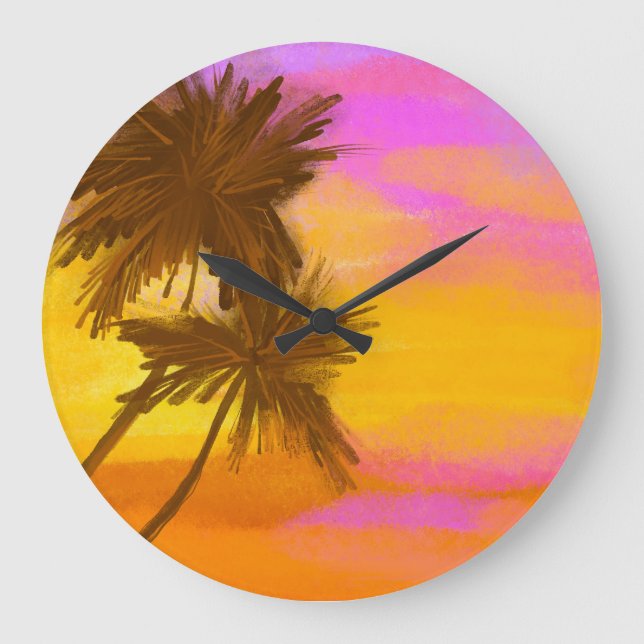 Coconut tree, tropical summer theme. large clock (Front)