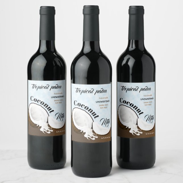 Coconut Tropical Fruit Wine Label (Bottles)