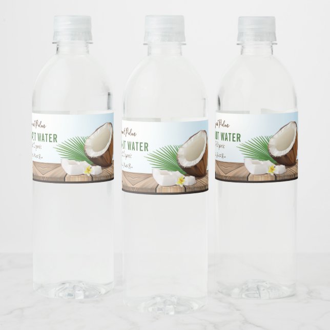 Coconut Tropical  Water Bottle Label (Bottles)