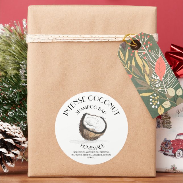 Coconut Vanilla Homemade Ingredients Typography Cl Classic Round Sticker (Holiday)