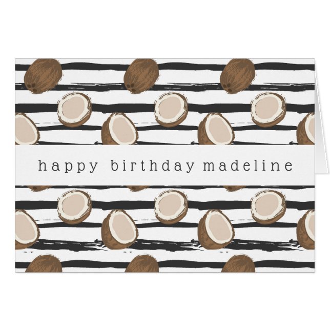 Coconuts on Grunge Stripes Pattern (Front Horizontal)