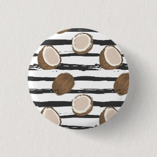 Coconuts on Grunge Stripes Pattern 1 Inch Round Button