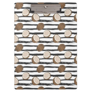 Coconuts on Grunge Stripes Pattern Clipboard