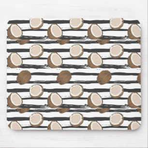 Coconuts on Grunge Stripes Pattern Mouse Pad