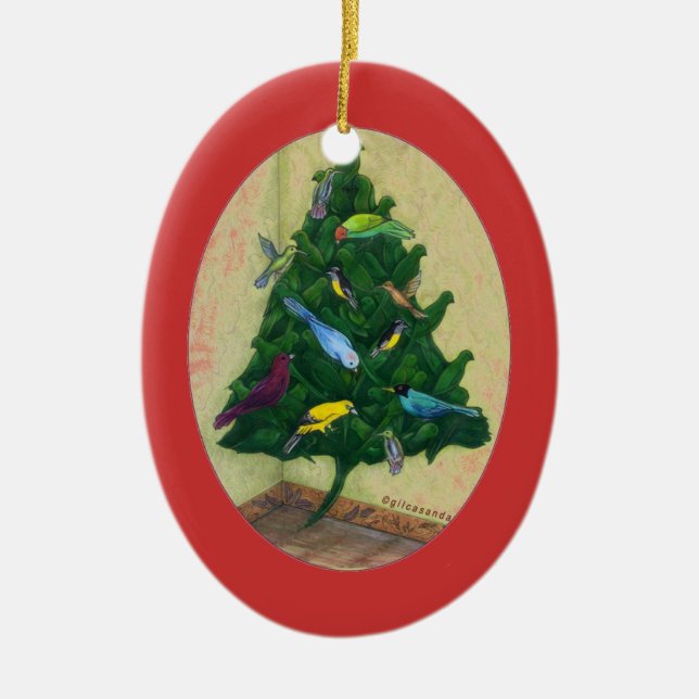 Cocotte Christmas Tree Ceramic Ornament (Front)