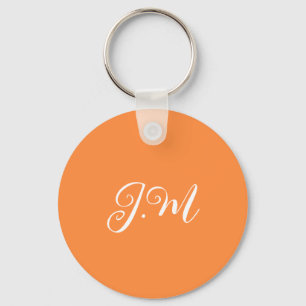 Coctail Party Orange solid colour monogram initial Keychain