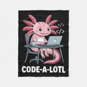 Code-alotl Funny Axolotl Tee For Programmers Fleece Blanket