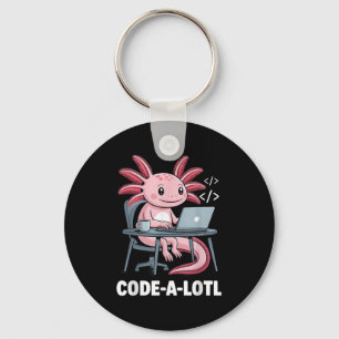 Code-alotl Funny Axolotl Tee For Programmers  Keychain