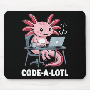 Code-alotl Funny Axolotl Tee For Programmers  Mouse Pad