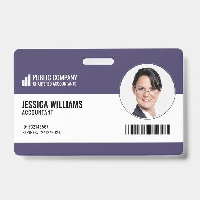 Code-barres moderne Code employé Badge d'ID employ (Avant)