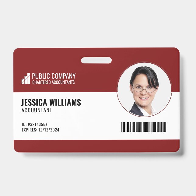 Code-barres moderne Code employé Badge d'ID employ (Avant)