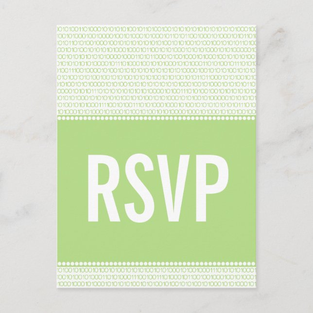 Code binaire Chic geek Carte postale RSVP, Vert (Devant)
