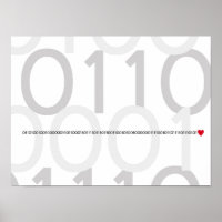 Code binaire Je vous aime poster coeur Geek
