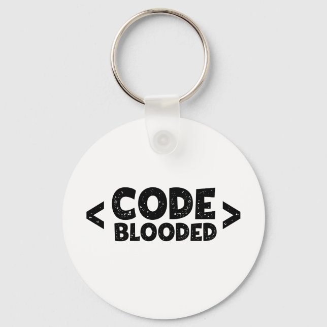 Code Blooded Hacker Programmer Humour Keychain (Front)