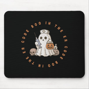 Code Boo In The Er Nurse Halloween Cute Ghost Spoo Mouse Pad