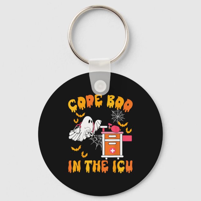 Code Boo In The Icu Ghost Nurse Halloween Soky Sea Keychain (Front)