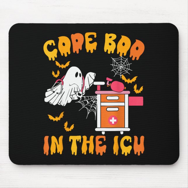Code Boo In The Icu Ghost Nurse Halloween Soky Sea Mouse Pad (Front)