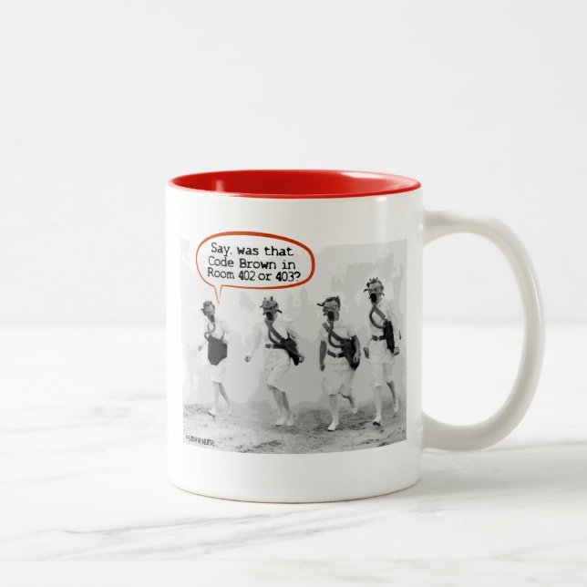 Code Brown for Nurses Two-Tone Coffee Mug (Right)