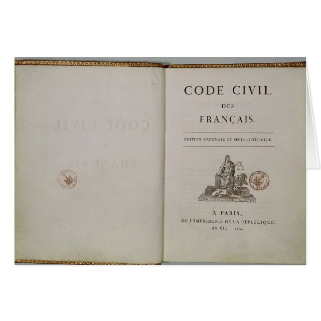Code Civil, open at the titlepage, 1804 (Front Horizontal)