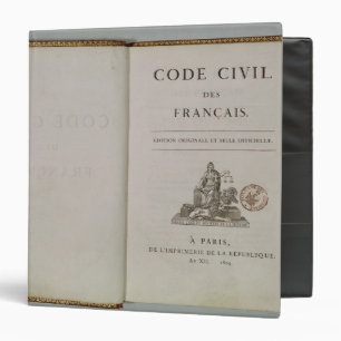 Code Civil, open at the titlepage, 1804 Binder