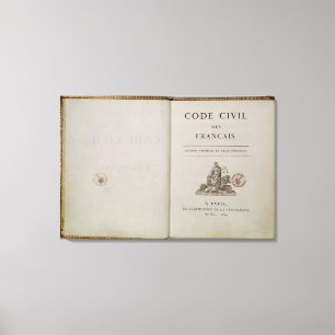 Code Civil, open at the titlepage, 1804 Canvas Print