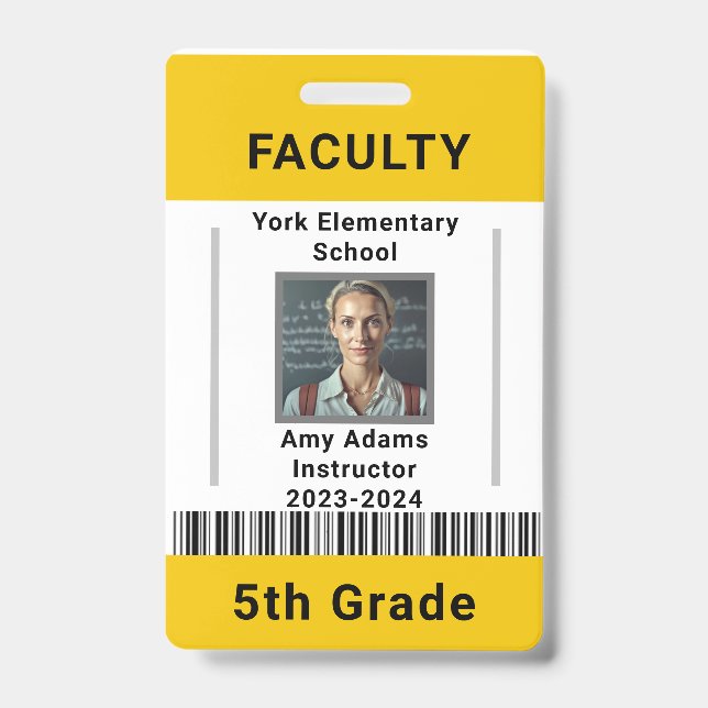 Code de l'enseignant de l'école Badge Modèle W/ Co (Avant)