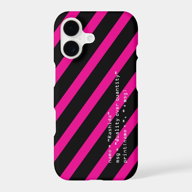 Code de message d'ordinateur rose vif noir et blan (Verso)